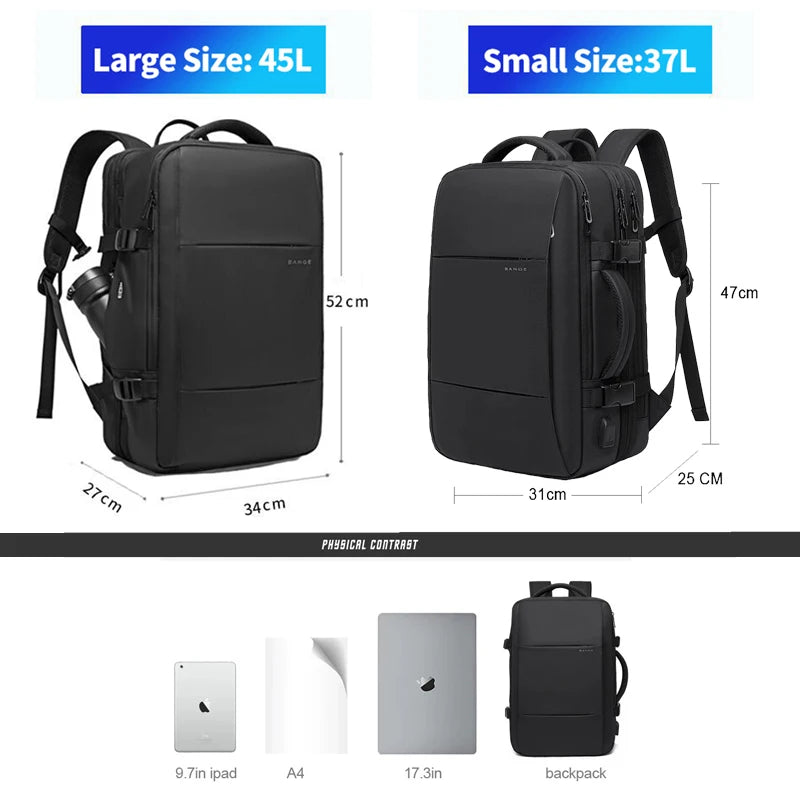 Backpack  USB Bag Large Capacity 17.3 Laptop Waterproof