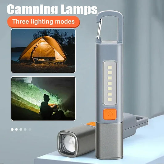 Small Flashlight Camping Hanging Lamp Telescopic Focus COB Side Lamp